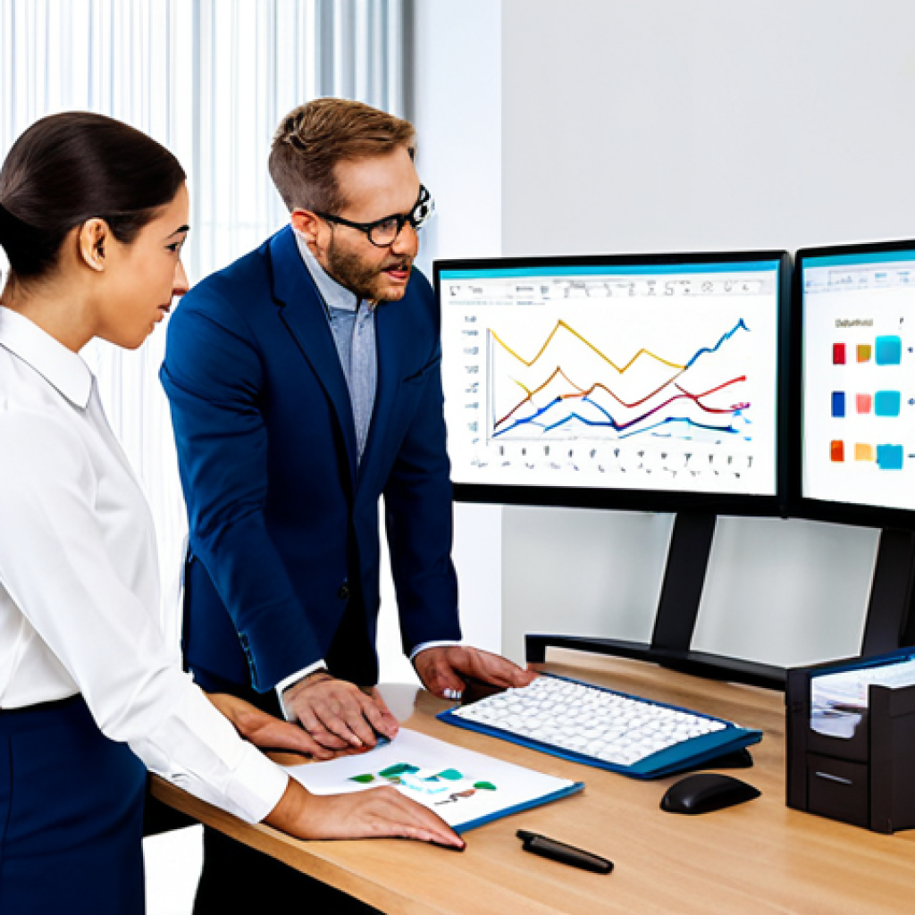 Data-Driven Decision Making**
"A diverse team of professionals collaborating in a bright, modern office, analyzing charts and graphs on large monitors, fully clothed in business casual attire, appropriate for a professional workplace, safe for work, perfect anatomy, correct proportions, natural pose, well-formed hands, proper finger count, family-friendly, emphasizing teamwork and data analysis."
**
