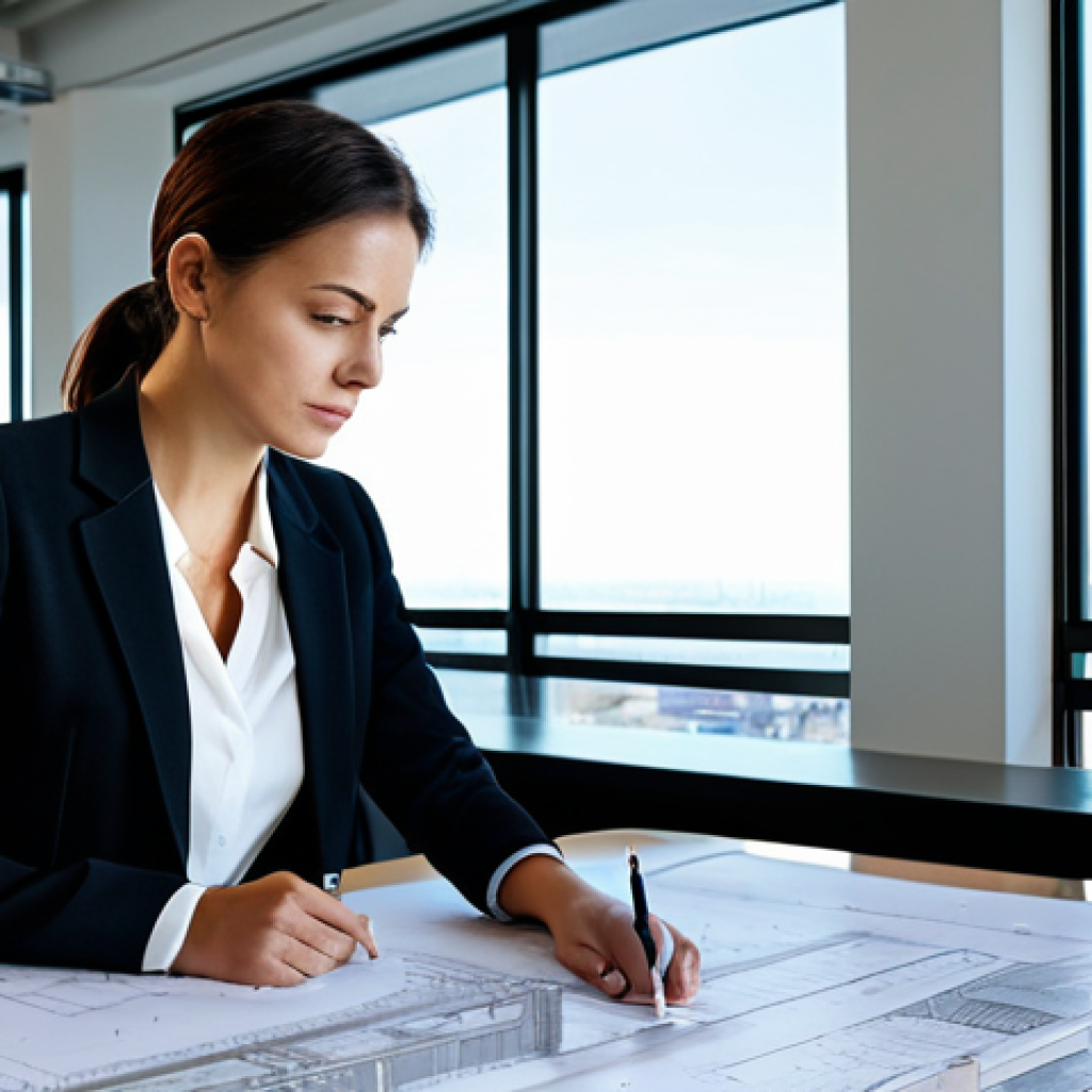 실험 설계에서 목표 설정의 중요성 - Architect at Work**
"A female architect in a stylish, fully clothed professional outfit, reviewing ...