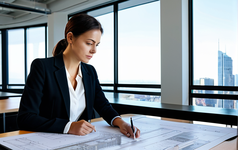 실험 설계에서 목표 설정의 중요성 - Architect at Work**
"A female architect in a stylish, fully clothed professional outfit, reviewing ...