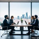가설 설정과 검증의 중요성 - A modern business meeting room with a diverse team of professionals thoughtfully discussing data cha...