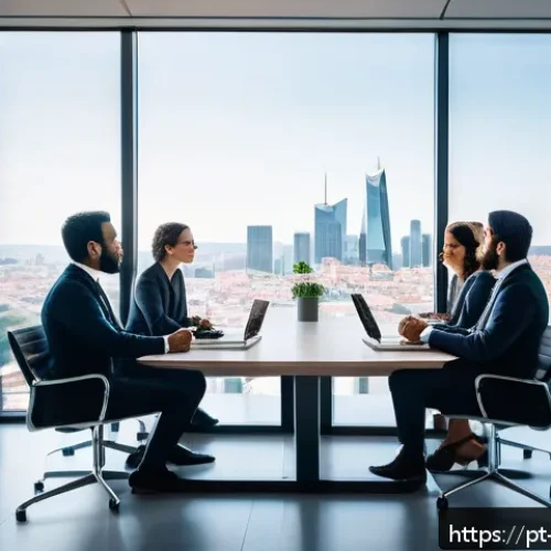 가설 설정과 검증의 중요성 - A modern business meeting room with a diverse team of professionals thoughtfully discussing data cha...