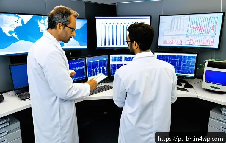 정량적 연구와 실험 설계의 연관성 - A modern scientific laboratory scene showing researchers in professional attire carefully collecting...