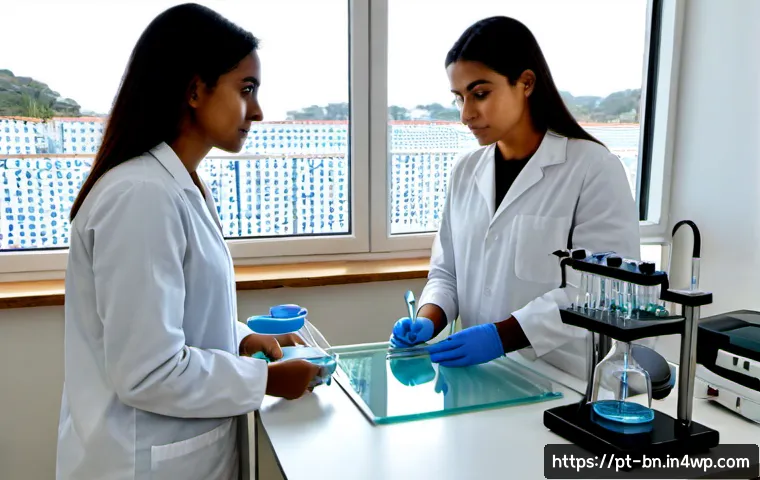 Home 17 실험 설계의 반복성과 재현성 - Photorealistic university laboratory in Portugal, two researchers independently repeating the same l...